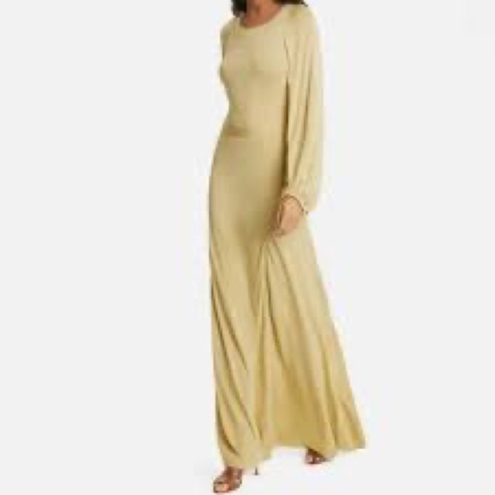 Rebecca Taylor Gold Long Sleeve Maxi Dress